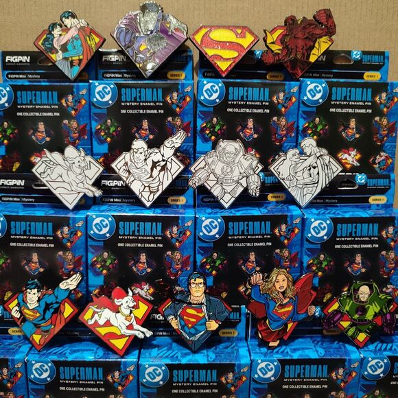 Superman FiGPiN Minis Mystery Series 1 Sealed Case of 10 Boxes Ten Pins - Picture 4 of 5